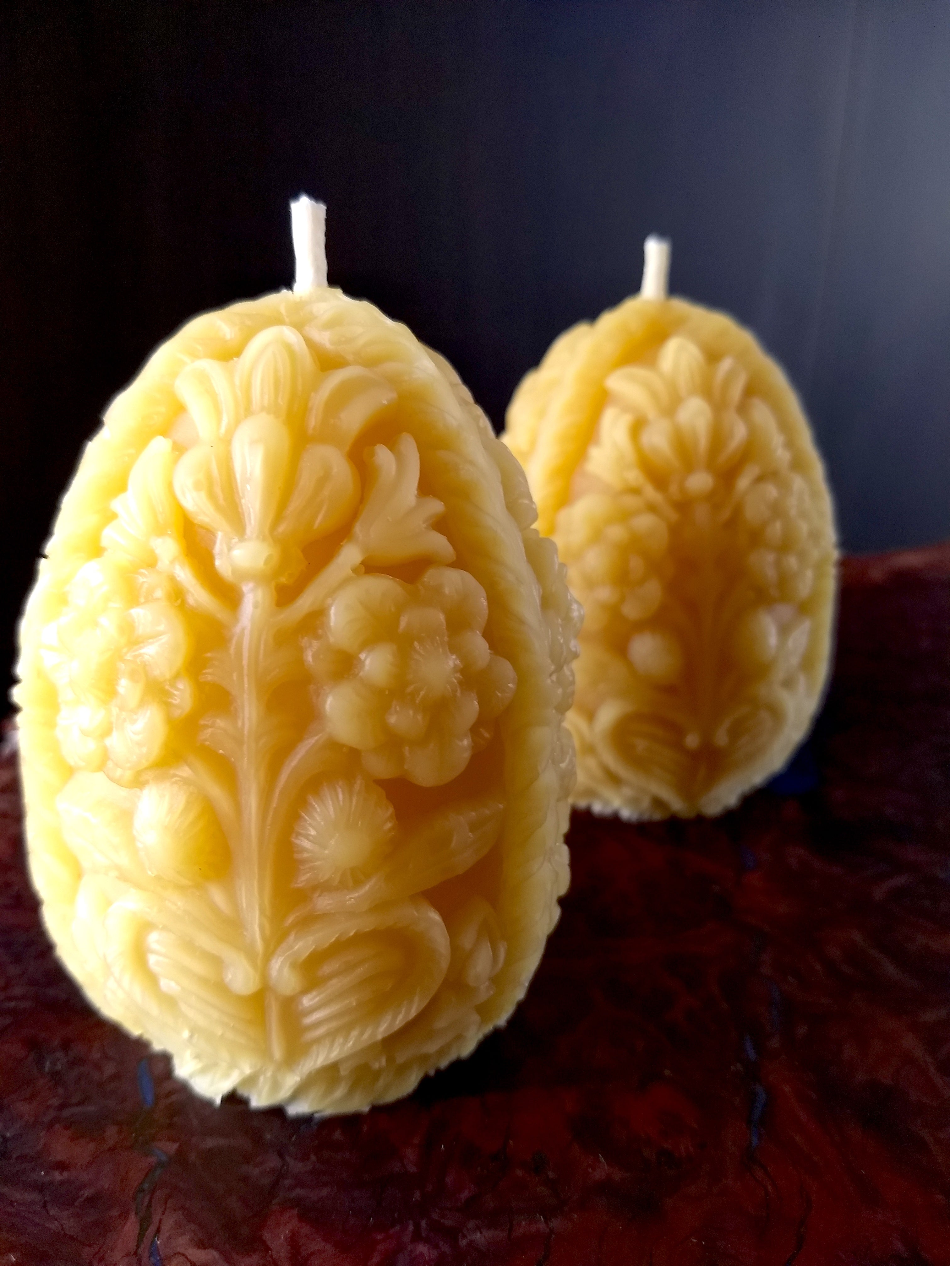 Beeswax Candle - Carved Egg